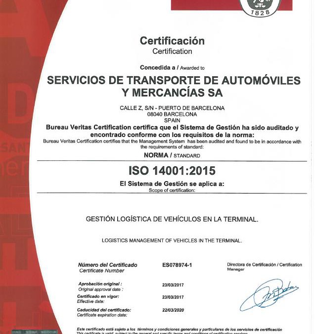 SETRAM declarada medioambientalmente responsable con la obtención del certificado ISO 14001